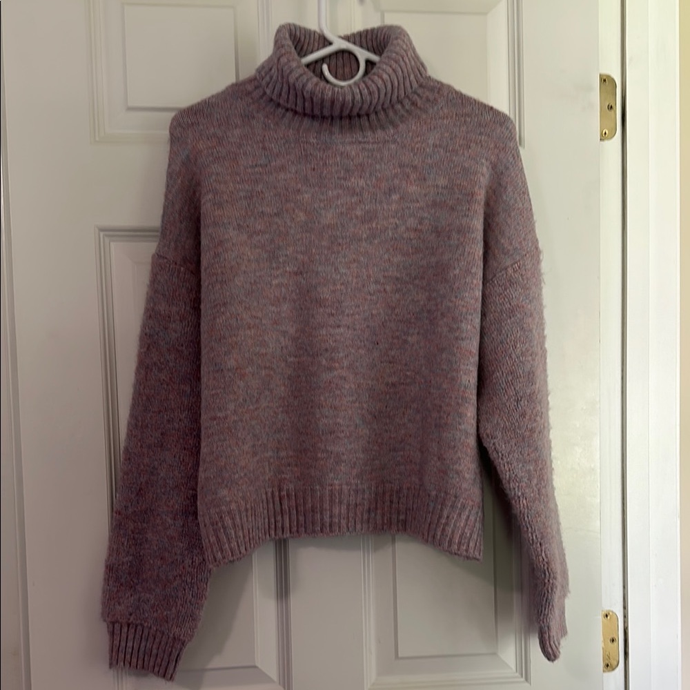 Chunky Pink Cowl Neck Sweater